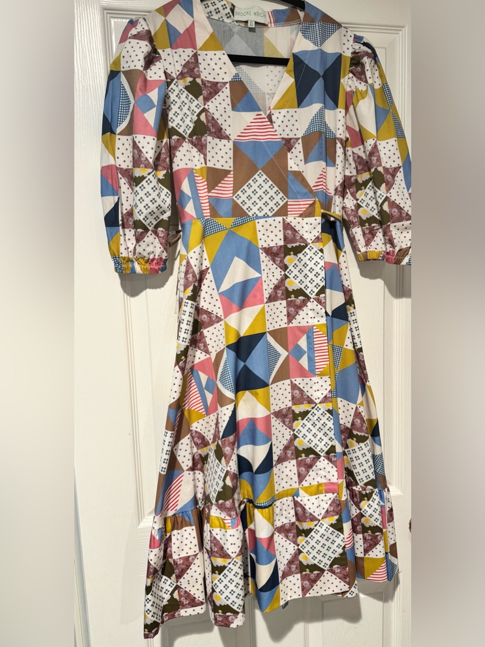 🦆Cotton and Linen Patchwork Print Wrap Dress🦆